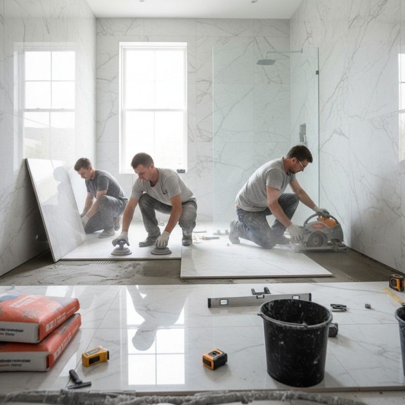 White Marble Tile Installation